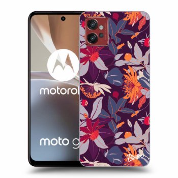 Picasee husă neagră din silicon pentru Motorola Moto G32 - Purple Leaf