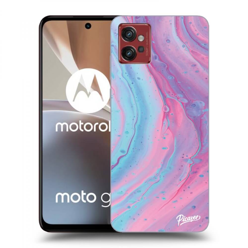 Picasee husă neagră din silicon pentru Motorola Moto G32 - Pink liquid