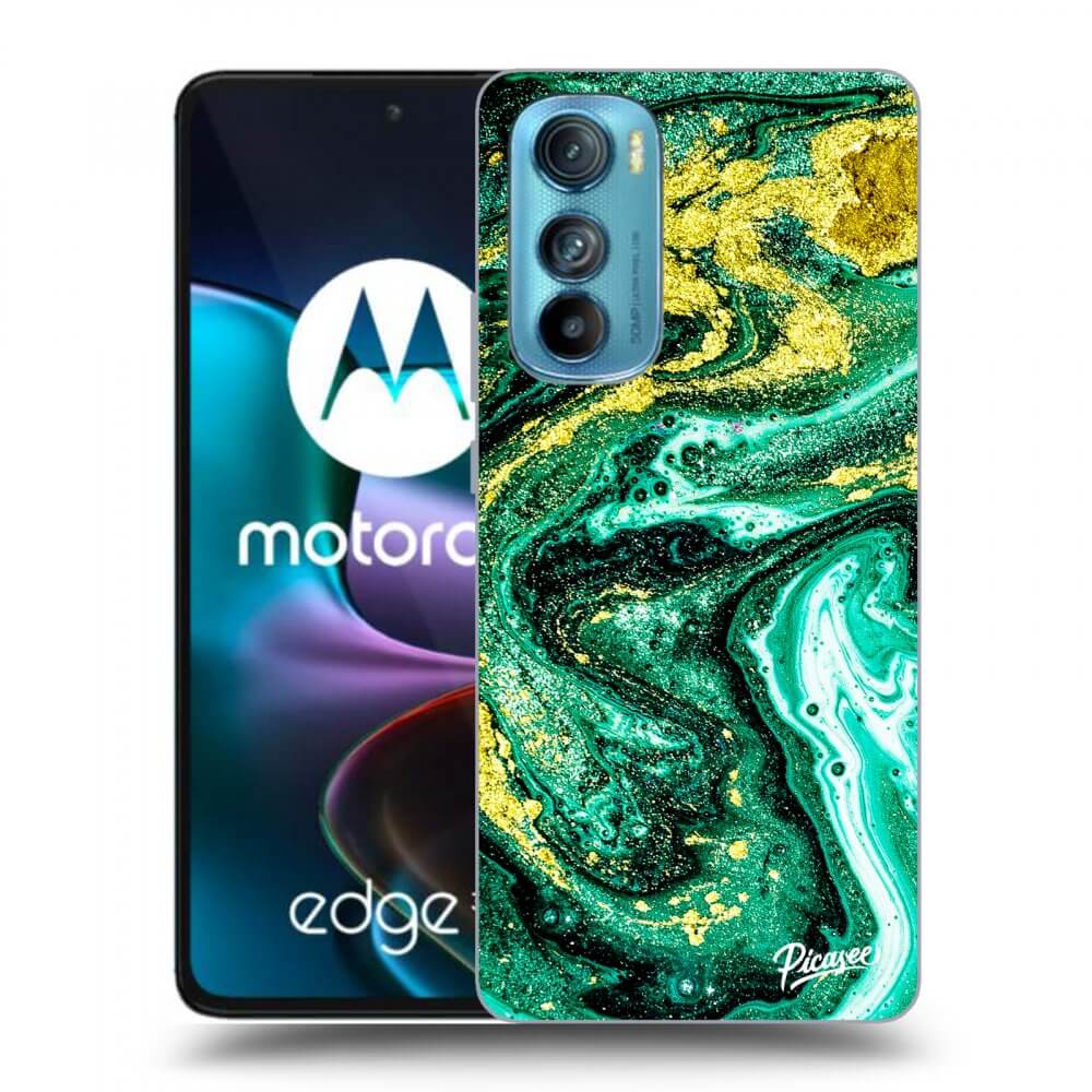 Picasee husă transparentă din silicon pentru Motorola Edge 30 - Green Gold