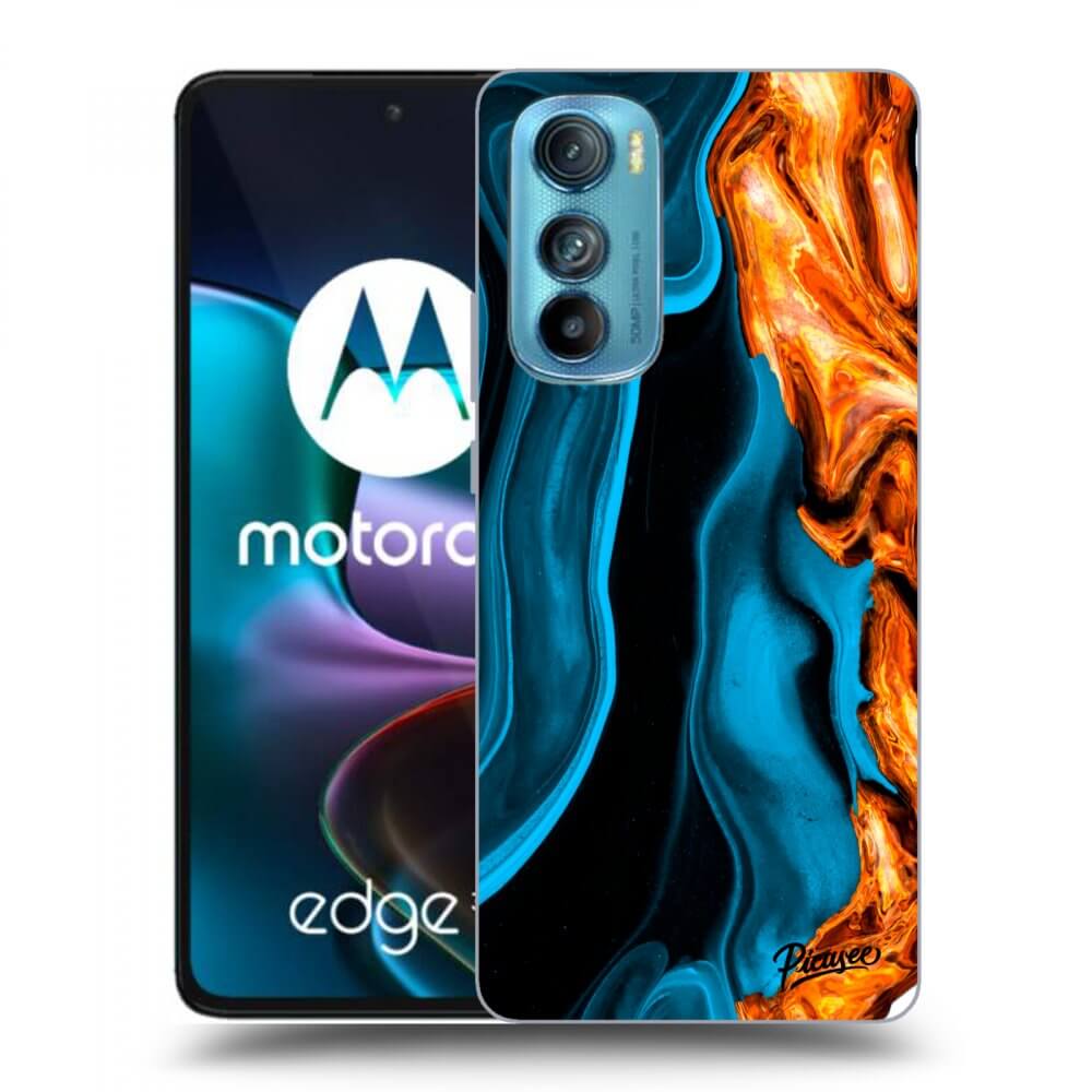 Picasee husă neagră din silicon pentru Motorola Edge 30 - Gold blue