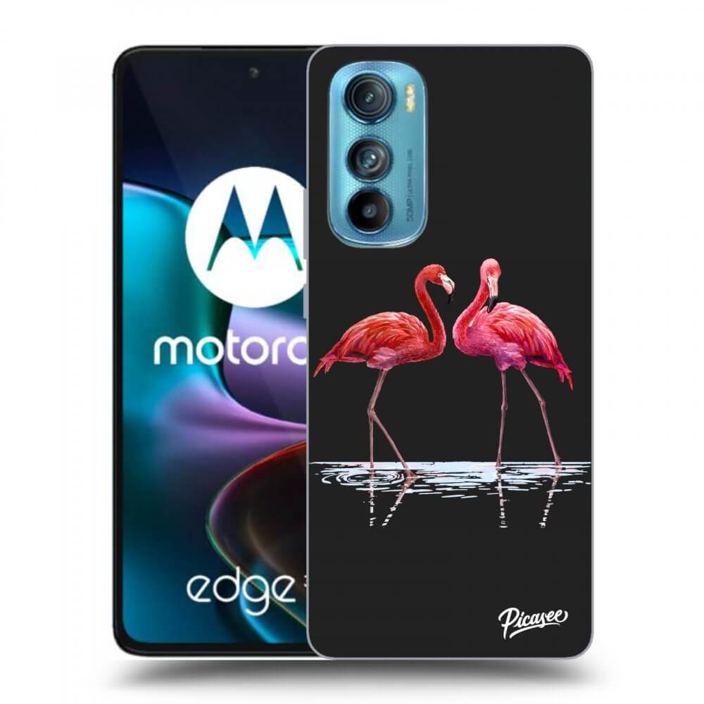 Picasee husă neagră din silicon pentru Motorola Edge 30 - Flamingos couple