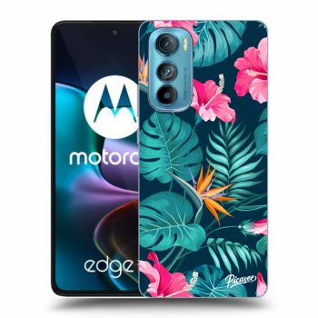 Picasee husă neagră din silicon pentru Motorola Edge 30 - Pink Monstera