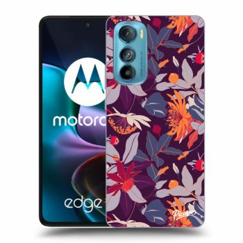 Picasee husă neagră din silicon pentru Motorola Edge 30 - Purple Leaf