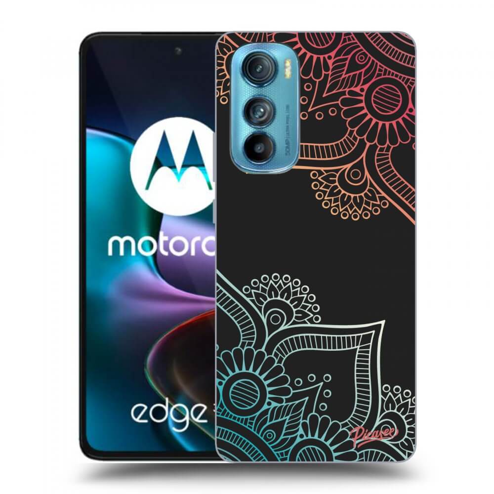Picasee husă neagră din silicon pentru Motorola Edge 30 - Flowers pattern