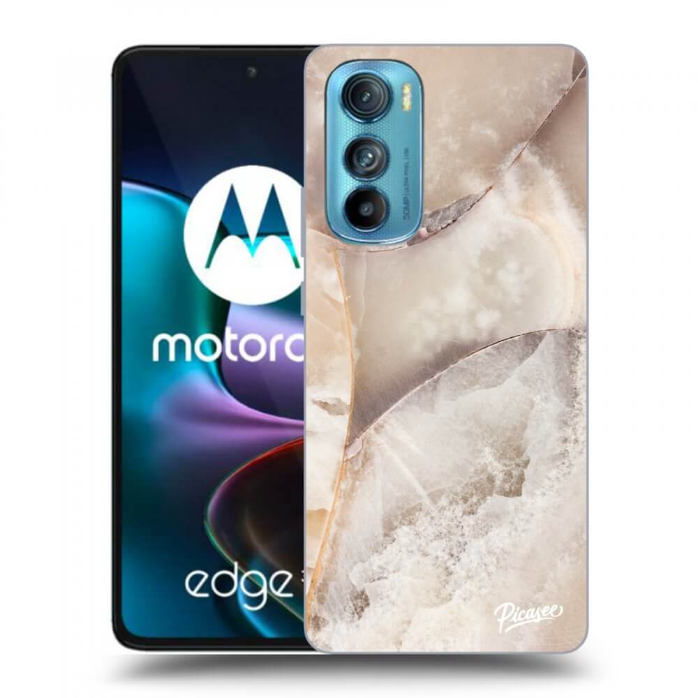 Picasee husă neagră din silicon pentru Motorola Edge 30 - Cream marble