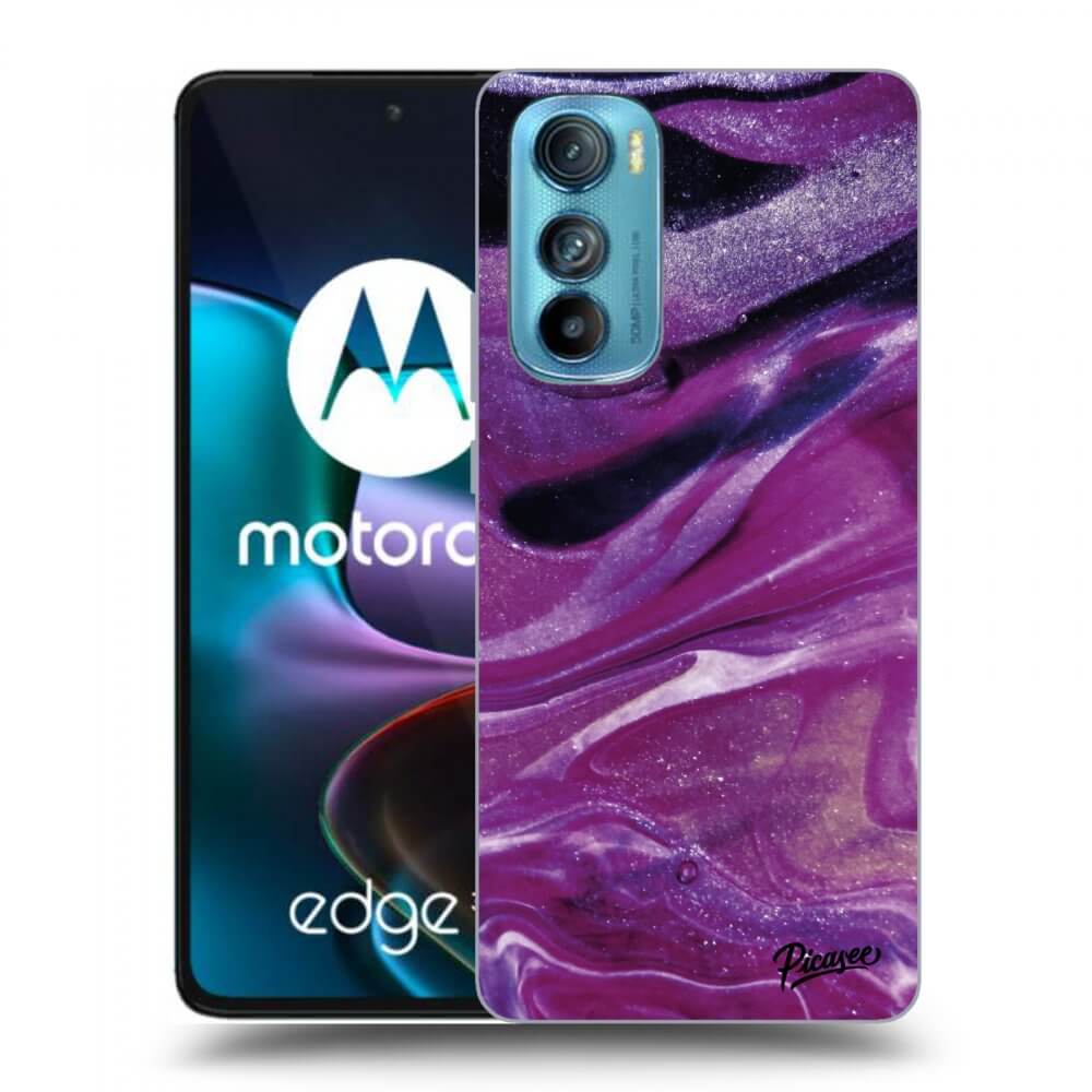 Picasee husă neagră din silicon pentru Motorola Edge 30 - Purple glitter