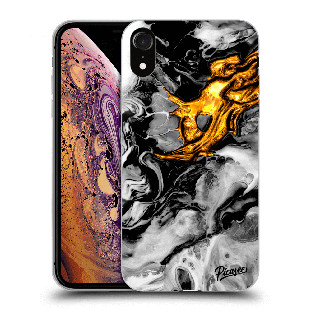 Picasee ULTIMATE CASE pentru Apple iPhone XR - Black Gold 2