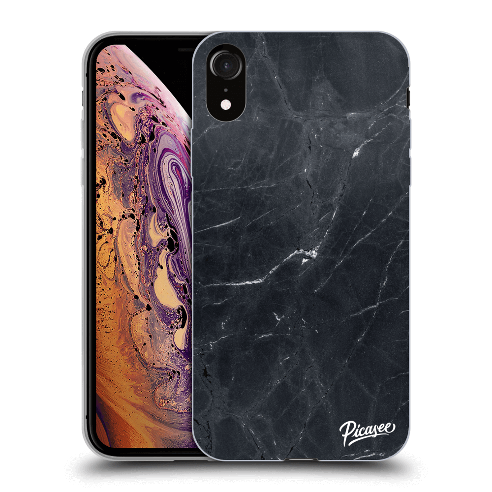 Picasee husă transparentă din silicon pentru Apple iPhone XR - Black marble