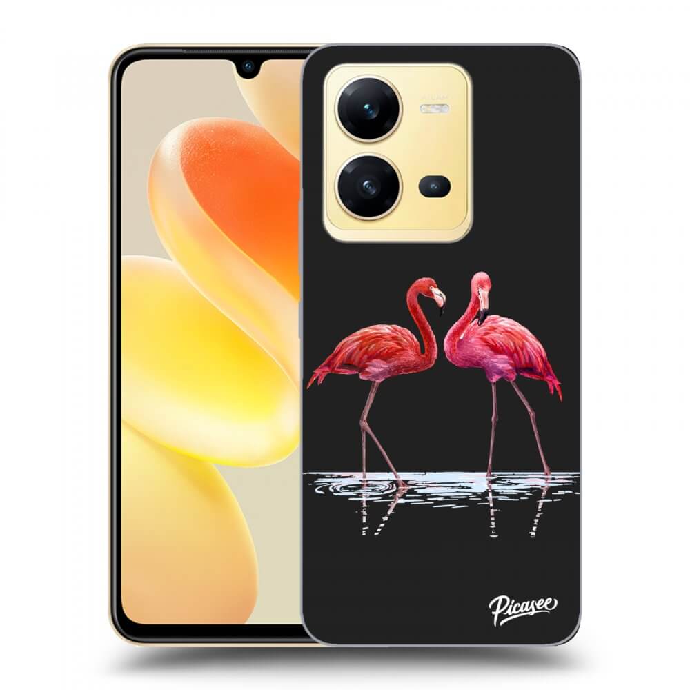 Picasee husă neagră din silicon pentru Vivo X80 Lite - Flamingos couple