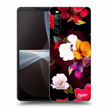 Picasee husă neagră din silicon pentru Sony Xperia 10 III - Flowers and Berries