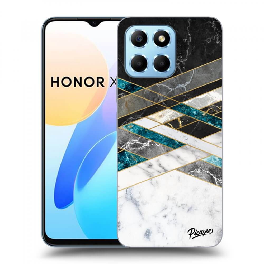 Picasee husă transparentă din silicon pentru Honor X8 5G - Black & White geometry