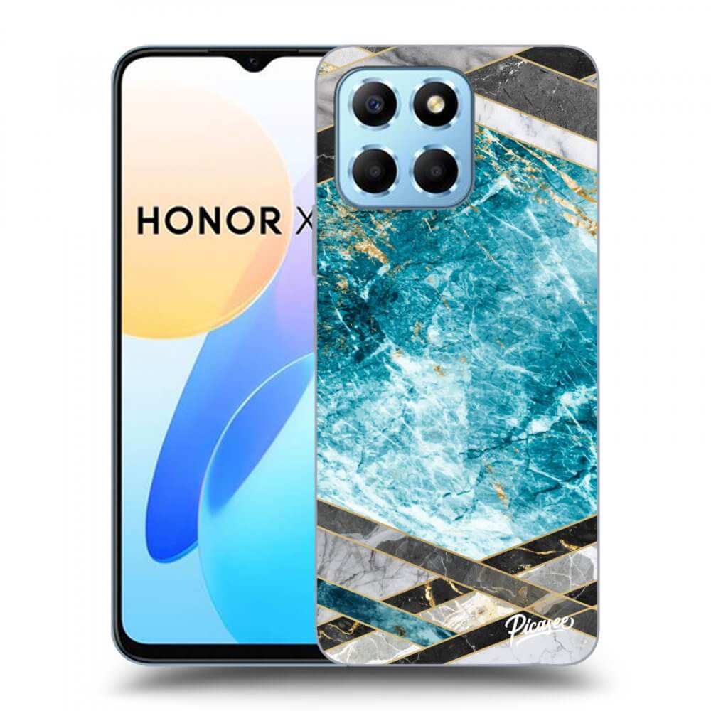 Picasee husă neagră din silicon pentru Honor X8 5G - Blue geometry