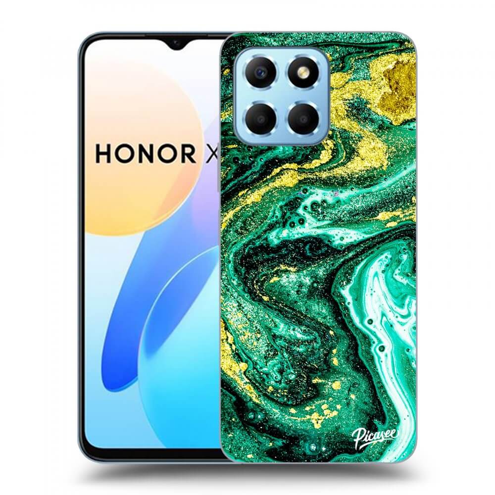 Picasee husă transparentă din silicon pentru Honor X8 5G - Green Gold