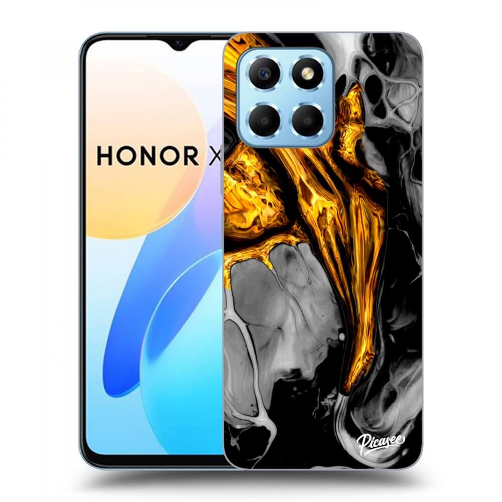 Picasee husă neagră din silicon pentru Honor X8 5G - Black Gold