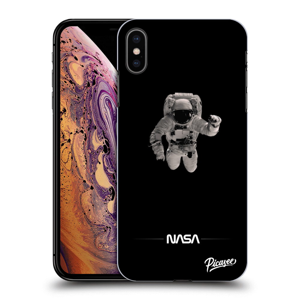 Picasee husă neagră din silicon pentru Apple iPhone XS Max - Astronaut Minimal