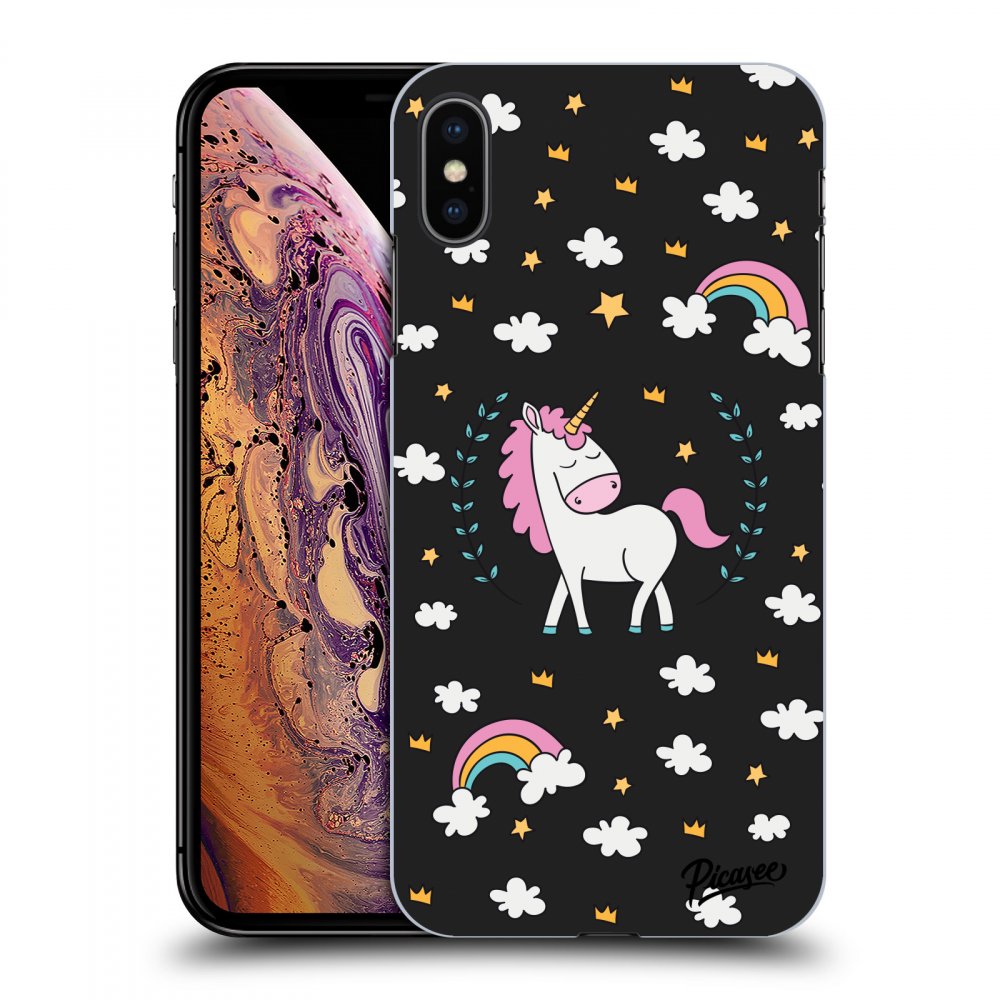 Picasee husă neagră din silicon pentru Apple iPhone XS Max - Unicorn star heaven