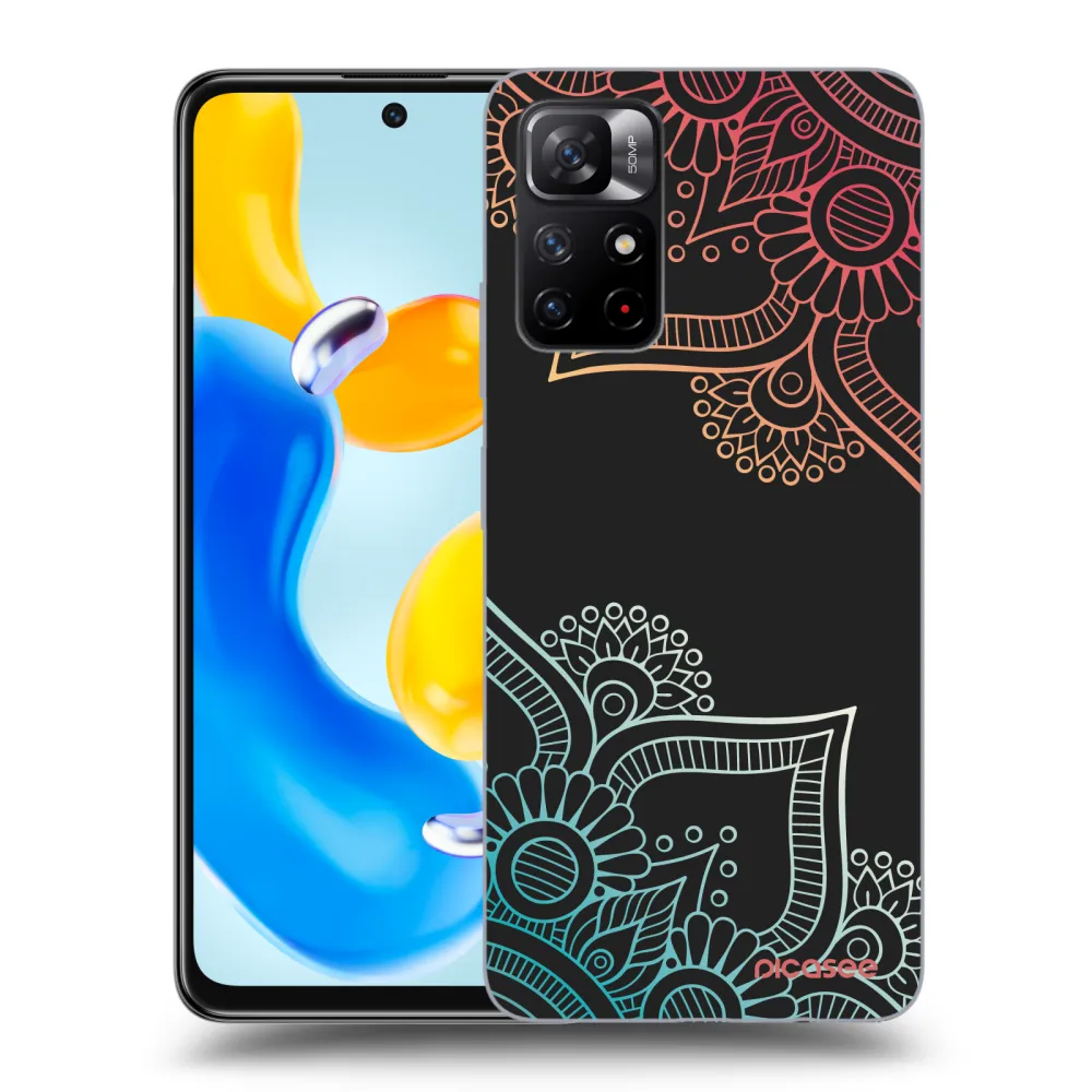 Picasee husă neagră din silicon pentru Xiaomi Redmi Note 11S 5G - Flowers pattern