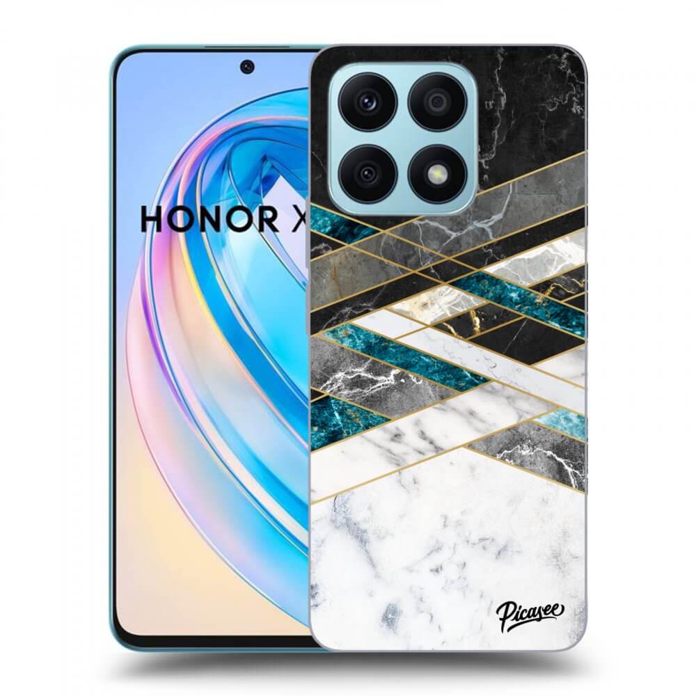Picasee husă transparentă din silicon pentru Honor X8a - Black & White geometry