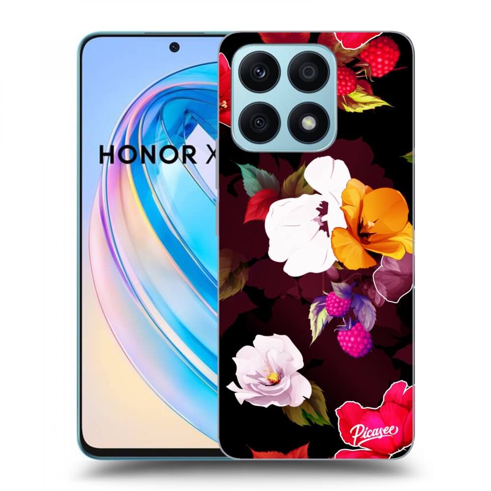 Picasee husă neagră din silicon pentru Honor X8a - Flowers and Berries