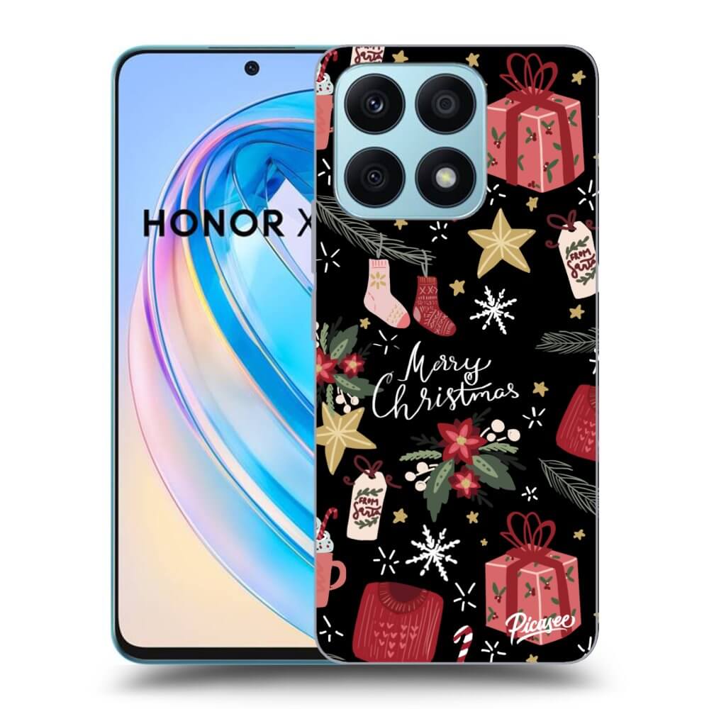 Picasee husă neagră din silicon pentru Honor X8a - Christmas