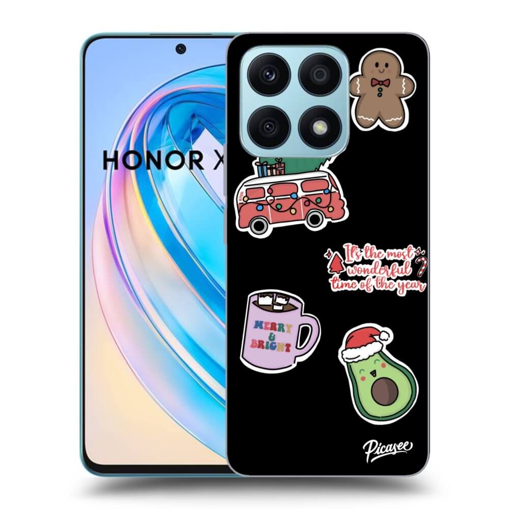 Picasee husă neagră din silicon pentru Honor X8a - Christmas Stickers