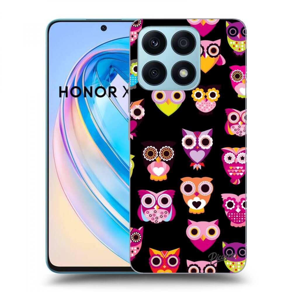 Picasee husă neagră din silicon pentru Honor X8a - Owls