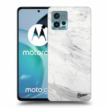 Picasee husă neagră din silicon pentru Motorola Moto G72 - White marble