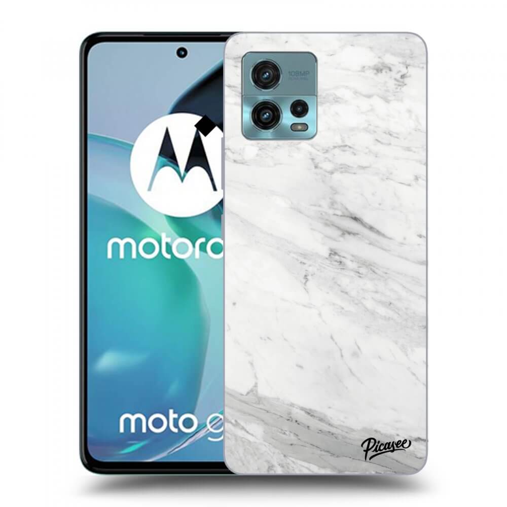 Picasee husă neagră din silicon pentru Motorola Moto G72 - White marble