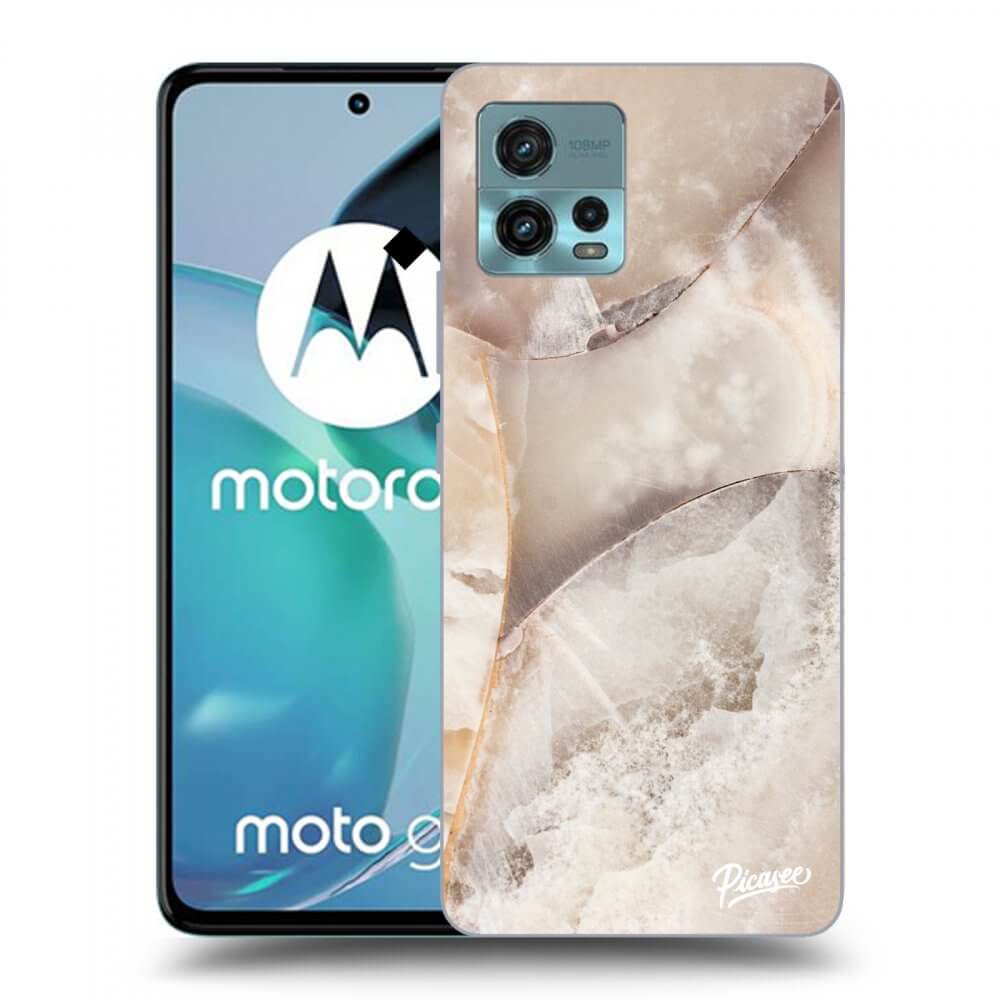 Picasee husă neagră din silicon pentru Motorola Moto G72 - Cream marble