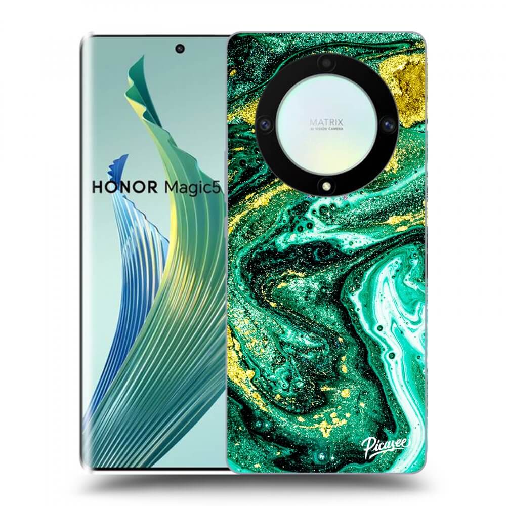 Picasee husă neagră din silicon pentru Honor Magic5 Lite 5G - Green Gold