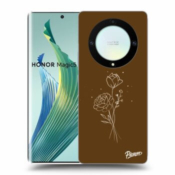 Picasee husă neagră din silicon pentru Honor Magic5 Lite 5G - Brown flowers