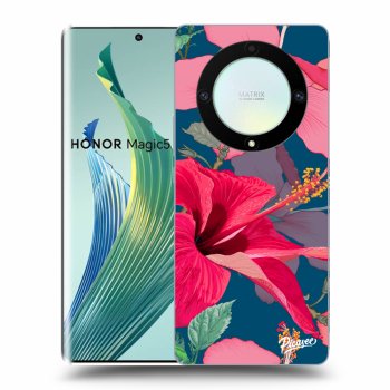 Picasee husă neagră din silicon pentru Honor Magic5 Lite 5G - Hibiscus