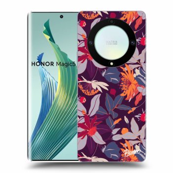 Picasee husă transparentă din silicon pentru Honor Magic5 Lite 5G - Purple Leaf