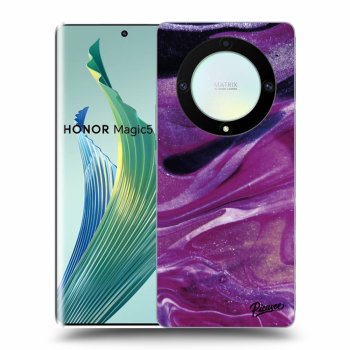 Picasee husă neagră din silicon pentru Honor Magic5 Lite 5G - Purple glitter