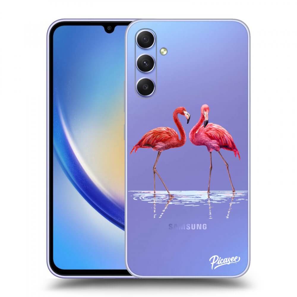 Picasee husă transparentă din silicon pentru Samsung Galaxy A34 5G A346B - Flamingos couple