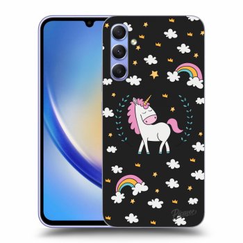 Picasee husă neagră din silicon pentru Samsung Galaxy A34 5G A346B - Unicorn star heaven