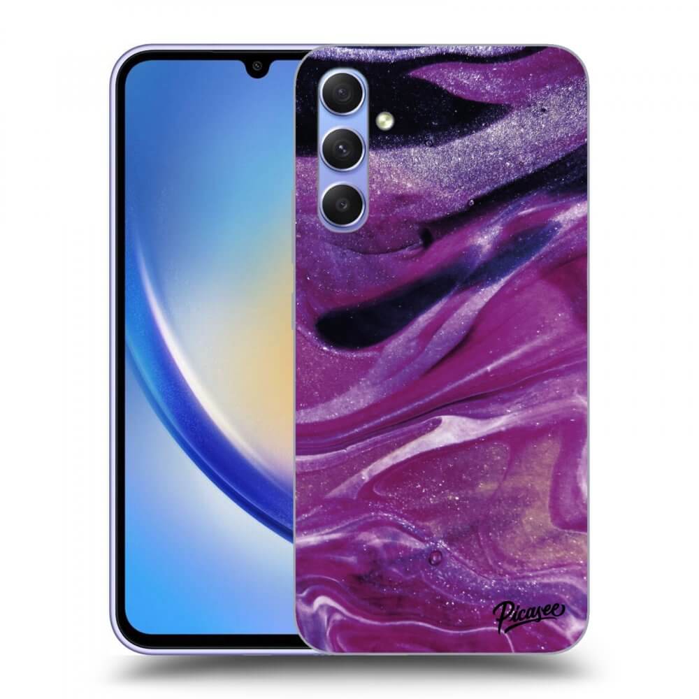 Picasee husă transparentă din silicon pentru Samsung Galaxy A34 5G A346B - Purple glitter