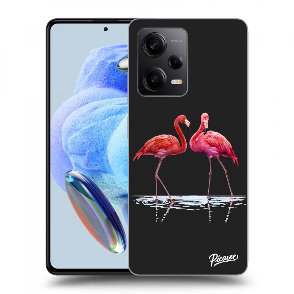 Picasee husă neagră din silicon pentru Xiaomi Redmi Note 12 Pro+ 5G - Flamingos couple