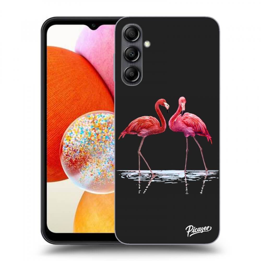 Picasee husă neagră din silicon pentru Samsung Galaxy A14 4G A145R - Flamingos couple