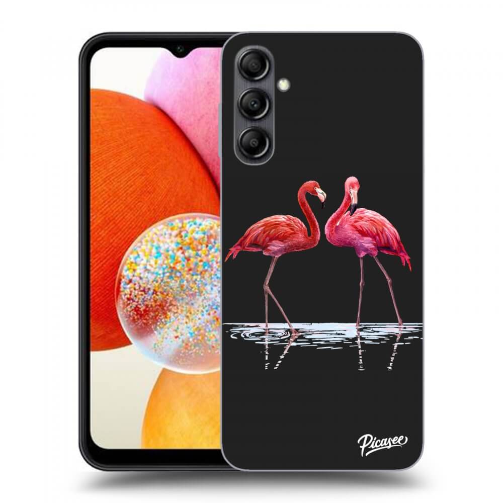Picasee husă neagră din silicon pentru Samsung Galaxy A14 5G A146P - Flamingos couple