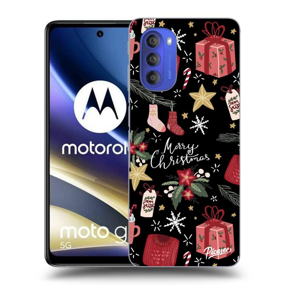 Picasee husă neagră din silicon pentru Motorola Moto G51 - Christmas