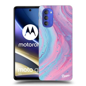 Picasee husă neagră din silicon pentru Motorola Moto G51 - Pink liquid