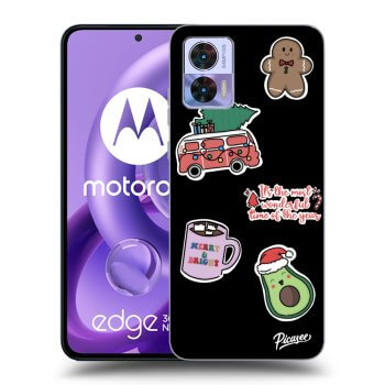 Picasee husă neagră din silicon pentru Motorola Edge 30 Neo - Christmas Stickers