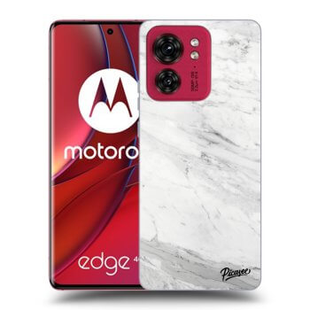 Picasee husă neagră din silicon pentru Motorola Edge 40 - White marble