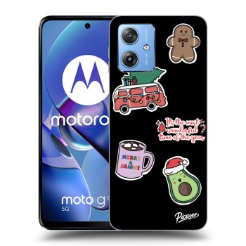 Picasee husă neagră din silicon pentru Motorola Moto G54 5G - Christmas Stickers