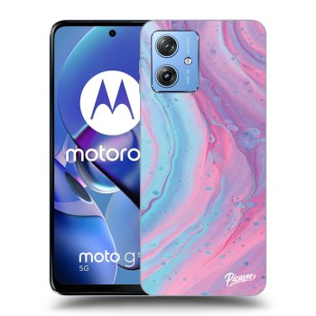 Picasee husă neagră din silicon pentru Motorola Moto G54 5G - Pink liquid