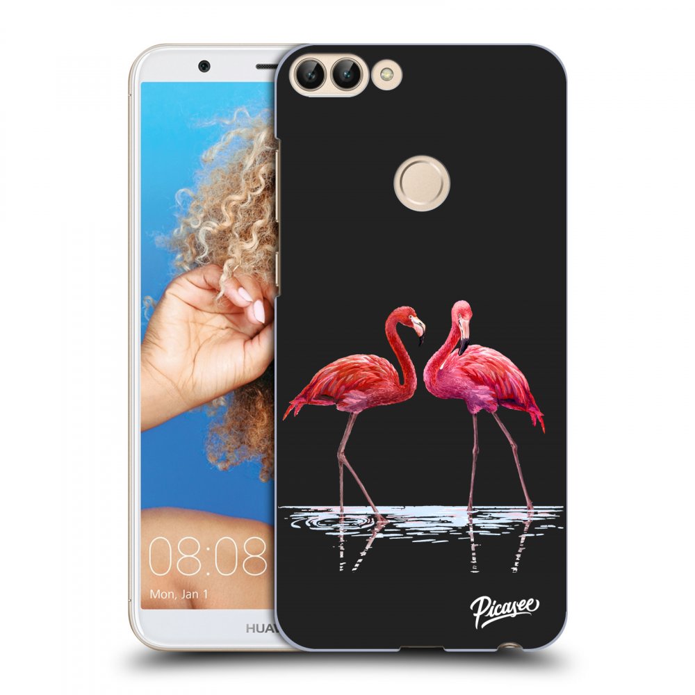 Picasee husă neagră din silicon pentru Huawei P Smart - Flamingos couple