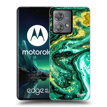 Picasee husă neagră din silicon pentru Motorola Edge 40 Neo - Green Gold