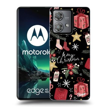Picasee husă neagră din silicon pentru Motorola Edge 40 Neo - Christmas
