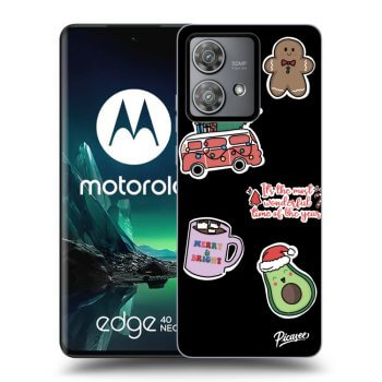 Picasee husă neagră din silicon pentru Motorola Edge 40 Neo - Christmas Stickers